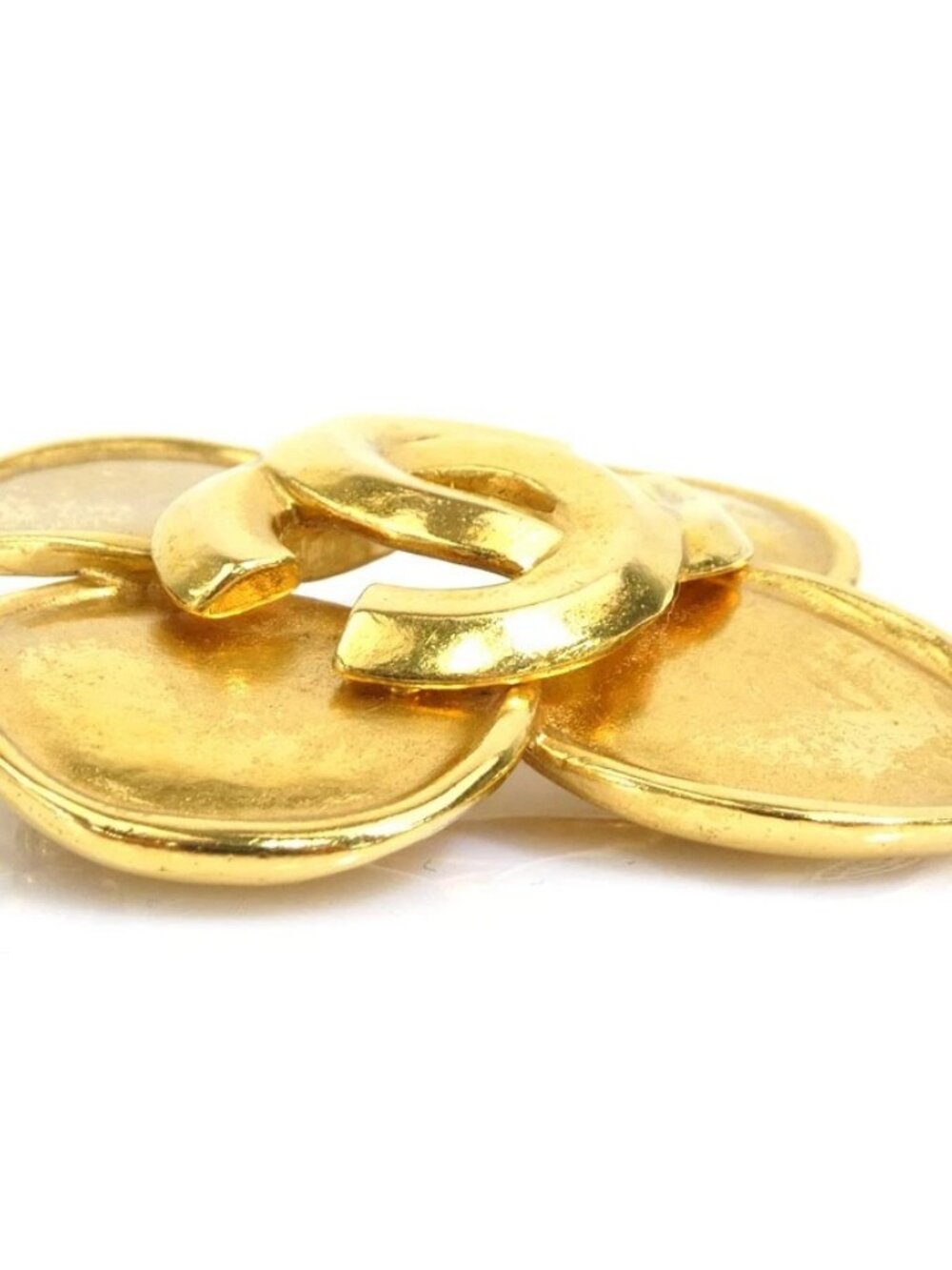 CHANEL Vintage CC Logo Brooch Gold Metal - Picture 2 of 7